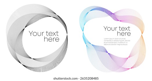 Design Wave Lines, spiral geometric for Colorful Glowing Abstract Frame for Gift Cards, Holiday Invitations, Celebration Posters, and Festive Event Branding. For Banner, Web-design, Brochure, Package