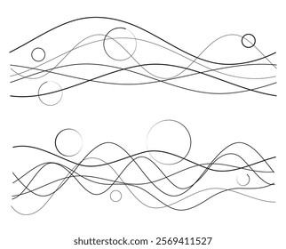 Design wave lines for Yoga, Wellness, Relaxation, Healthy Lifestyle, Organic for Web-design, Presentation, Banner. Background Soft Flowing Lines, spirals and wavelines Patterns for Peaceful Vibe