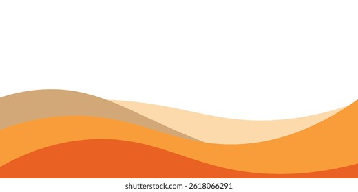 A design with waves in orange shades and white copy space