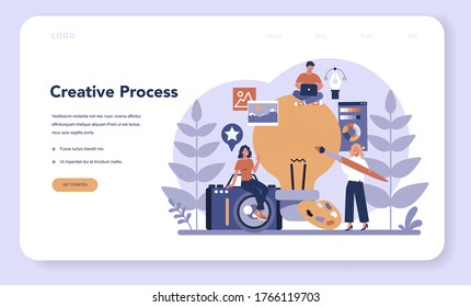 Design web banner or landing page. Graphic, web, printing design. Digital drawing with electronic tools and equipment. Creativity concept. Flat illustration vector