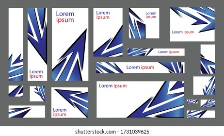 Design Web banners standard sizes. Set of templates banner buttons for design. Vector illustration