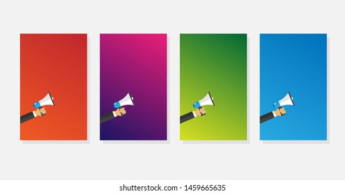 Design web banners.four vertical banners design.web banners with megaphone. gradient color.trendy color. modern design.set 