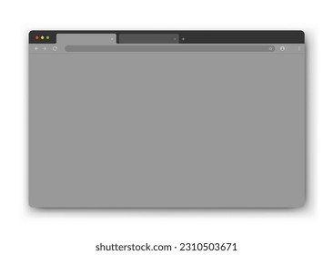 The design of the web browser window in gray on a white background. Vector frame of a website template with a shadow. Vector EPS 10.