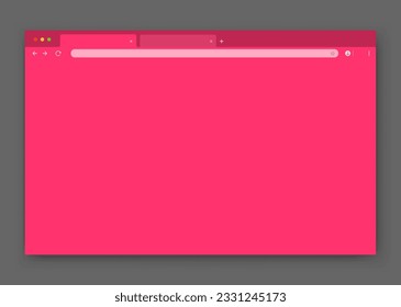 The design of the web browser window in purple on a gray background. An empty website layout with a search bar and toolbar. Vector EPS 10.