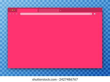 Diseño de la ventana del navegador web en púrpura sobre fondo transparente. Diseño de sitio web vacío con barra de búsqueda y barra de herramientas. Vector EPS 10.