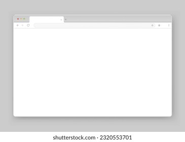 The design of the web browser window in white on a gray background. An empty layout of the website's computer screen with a search bar and buttons. Vector EPS 10.