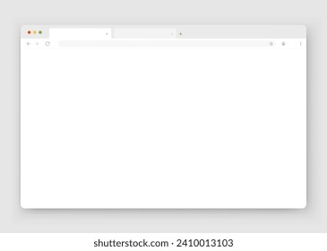 El diseño de la ventana del navegador web en blanco sobre un fondo gris. Un diseño de sitio web vacío con una barra de búsqueda y botones. Ilustración vectorial.