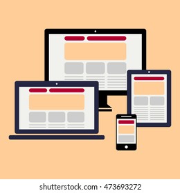 Design for web - computer, notebook, smartphone, tablet icons set - Vector design EPS10