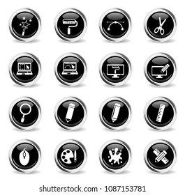 design web icons - black round chrome buttons