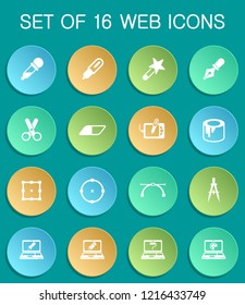 design web icons on colorful round buttons