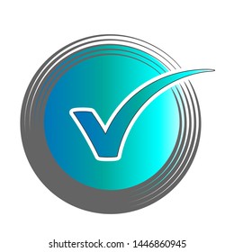 Design for the web or mobile app – Blue gradient  Check Mark icon symbol, Vote symbol tick. in scroll circle isolated on white background -  vector