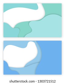 Design of web page vector, business banner abstraction. Background white and blue color, abstract formless shapes, creative theme for site or presentation. 3D paper