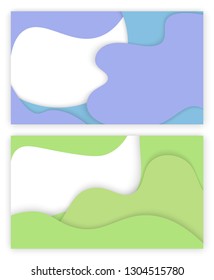 Design of web page vector, business banner abstraction. Background white and blue color, abstract formless shapes, creative theme for site or presentation. 3D paper