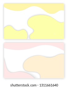Design of web page vector, business banner abstraction. Background white and blue color, abstract formless shapes, creative theme for site or presentation. 3D paper