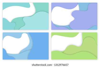 Design of web page vector, business banner abstraction. Background white and blue color, abstract formless shapes, creative theme for site or presentation. 3D paper