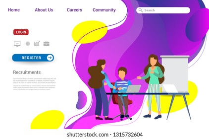 Design web templates of Business Recruiting for website and mobile website development. Landing page template. Employer, businessman resources. Vector illustration.