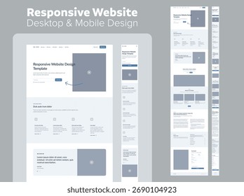 Crie o layout móvel e desktop do site com facilidade. Este modelo de wireframe profissional ajuda você a planejar, criar protótipos e apresentar projetos de Web e aplicativos mais rapidamente.