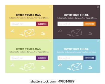 Design of the website form for email subscribe.Vector set