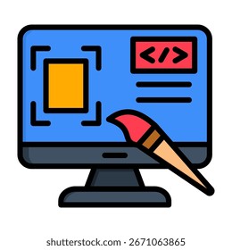 Design Website Icon Lineal Color Style Vector Illustration