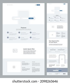 Design website template. Landing page wireframe.