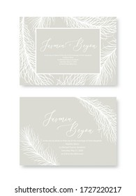 Design wedding invitation template with bird feather.