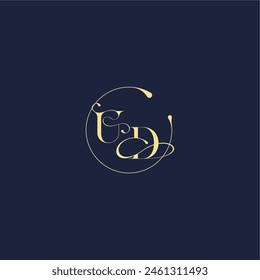 design for wedding UD circle monogram letter luxury gold