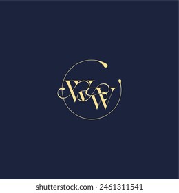 design for wedding WW circle monogram letter luxury gold