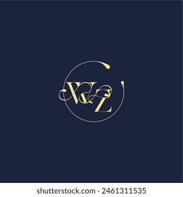 design for wedding WZ circle monogram letter luxury gold