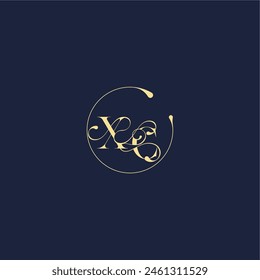 Diseño para la boda XC círculo monograma letra de lujo oro
