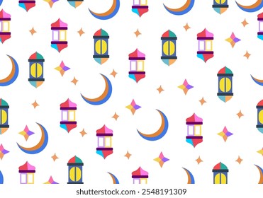 Design to welcome the month of Ramadan for Muslims, cheerful and colorful style, vector illustration.