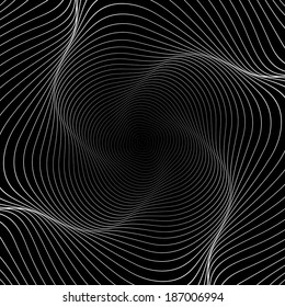 Design whirl movement illusion background. Abstract lines warped geometric backdrop. Spider web texture. Vector-art illustration