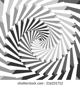 Design whirlpool movement illusion background. Abstract square distortion geometric twisted backdrop. Vector-art illustration