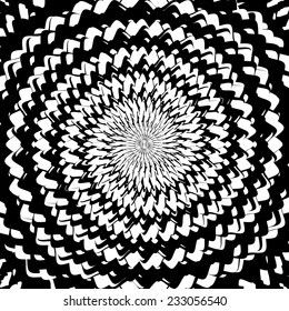 Design whirlpool movement illusion background. Abstract circle distortion twisted geometric backdrop. Vector-art illustration
