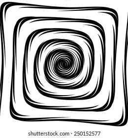 Design whirlpool movement illusion background. Abstract circle distortion geometric twisted backdrop. Vector-art illustration