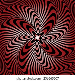 Design whirlpool movement illusion warped background. Abstract strip distortion twisted backdrop. Vector-art illustration