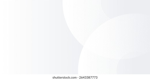 Design white background with white circle lines digital future abstract