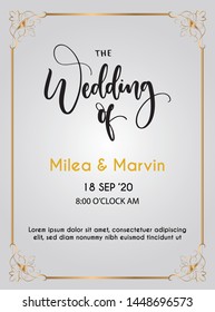 the design of the white background template and the golden frame makes this wedding invitation more elegant