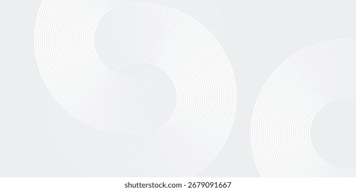 Design white glowing geometric lines on gray background. Modern shiny blue circle lines pattern abstract modern