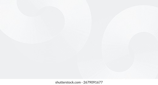 Gestalten Sie weiße, leuchtende geometrische Linien auf grauem Hintergrund. Moderne glänzende blaue Kreislinien Muster abstrakt modern einfach
