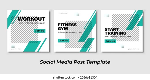 Design white square web banners for social media with place for photo, diagonal transparent color elements. Square templates for publications and advertising.