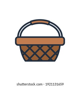 The design of the wicker basket spring filled icon vector illustration, this vector is suitable for icons, logos, illustrations, stickers, books, covers, etc.