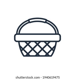 The design of the wicker basket spring outline icon vector illustration, this vector is suitable for icons, logos, illustrations, stickers, books, covers, etc.