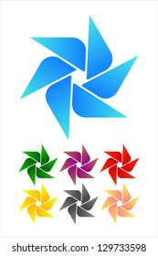Design windmill logo element. Infinite cross ribbon vector icon template.