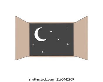 Design of windows night moon sky