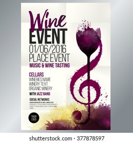 Design For Wine Event. Suitable For Poster, Promotional Leaflet, Invitation, Banner Or Magazine Cover. Background Texture Folded Paper. Vector. Editable By Layers.