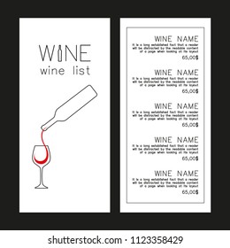Design for wine list. Menu, banner or etc. Wine concept. Vector illustration