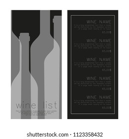 Design for wine list. Menu, banner or etc. Wine concept. Vector illustration