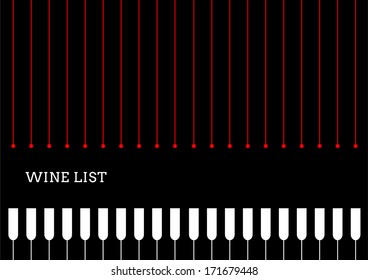 Design a wine list with wineglasses. Vector illustration.