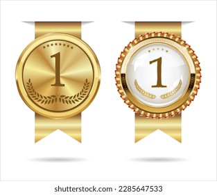 Design winner golden medal number one  prize or symbol best trophy