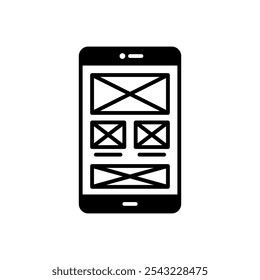 Icono de wireframe de diseño para diseño de App de smartphone
